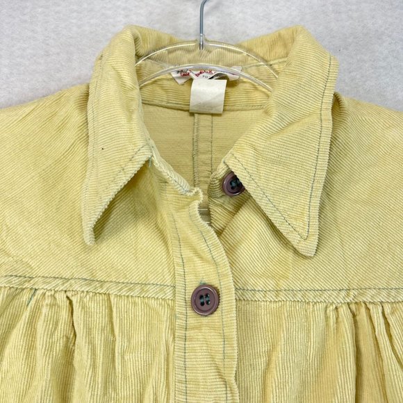 Vintage PECK & PECK Womens M* Yellow Corduroy Dagger Collar Button Down Shirt - Picture 7 of 11